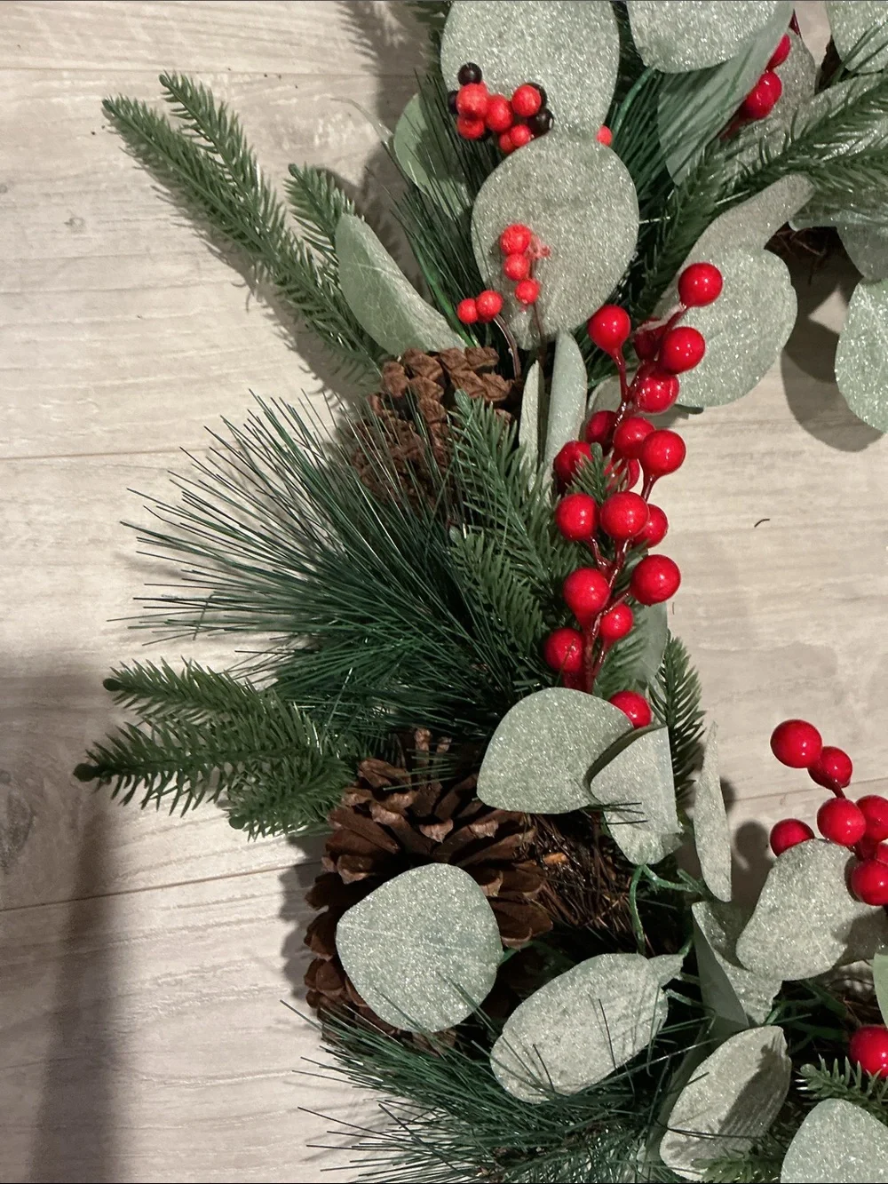 Festive Eucalyptus and Red Berry Holiday Wreath 20”.